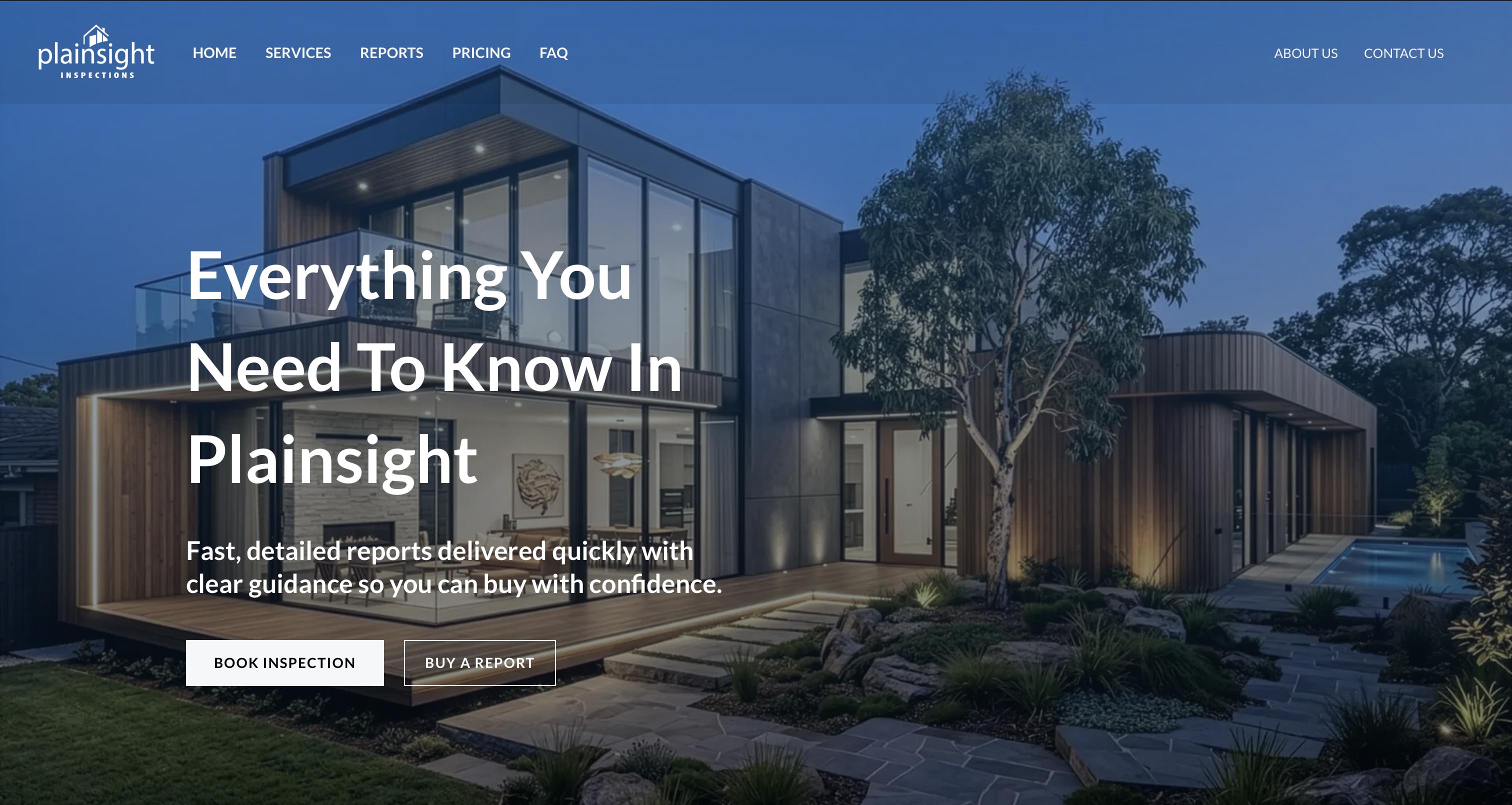 Plain Sight Inspections website preview